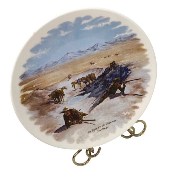 Frederic Remington Collector Plate The Fight for the Waterhole 8.75" Western - Picture 2 of 7